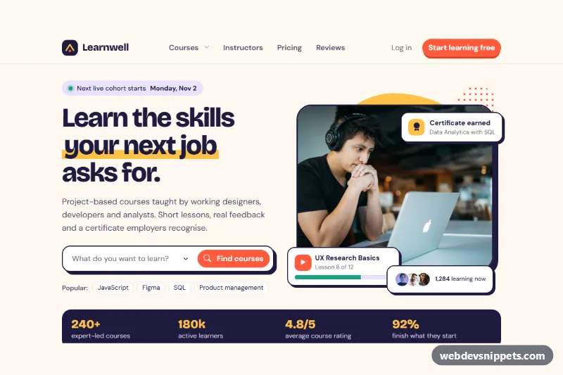 Online Course Homepage Template – Bootstrap 6 home pages preview