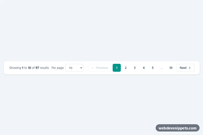 Pagination with Results Info – Tailwind CSS pagination preview