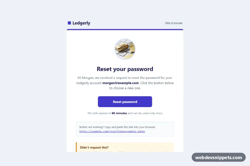 Password Reset Email – Pure CSS email templates preview