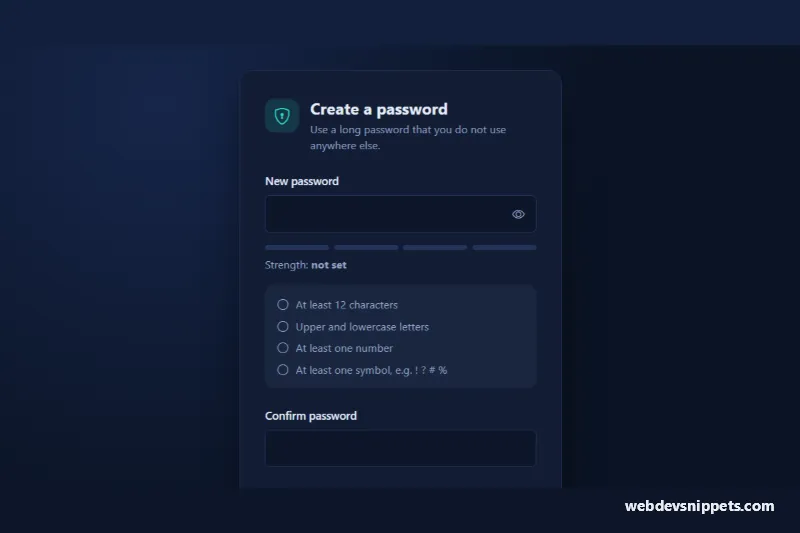Password Strength Meter – Bootstrap 5 inputs preview