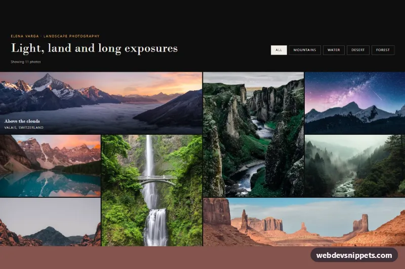 Photographer Portfolio with Photo Grid – Bootstrap 5 portfolios preview