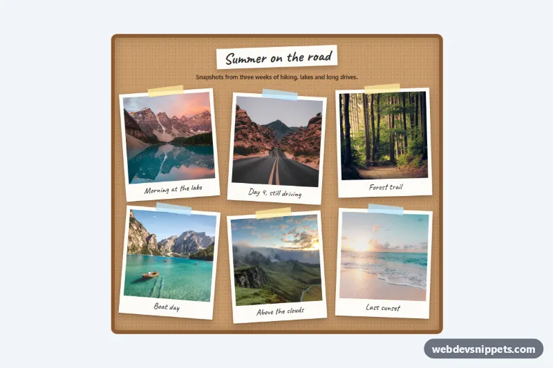 Polaroid Photo Gallery – Pure CSS galleries preview