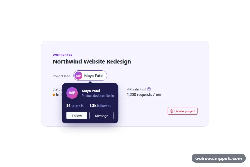 Popover with Rich Content – Bootstrap 5 tooltips & popovers preview