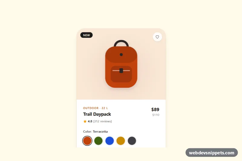 Product Card with Color Options – Tailwind CSS product cards preview