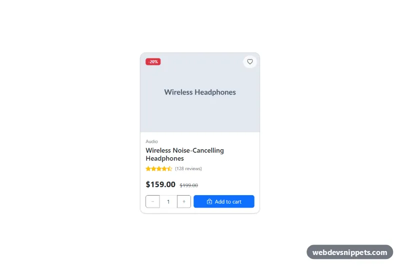 Product Card with Rating and Quantity – Bootstrap 5 product cards preview