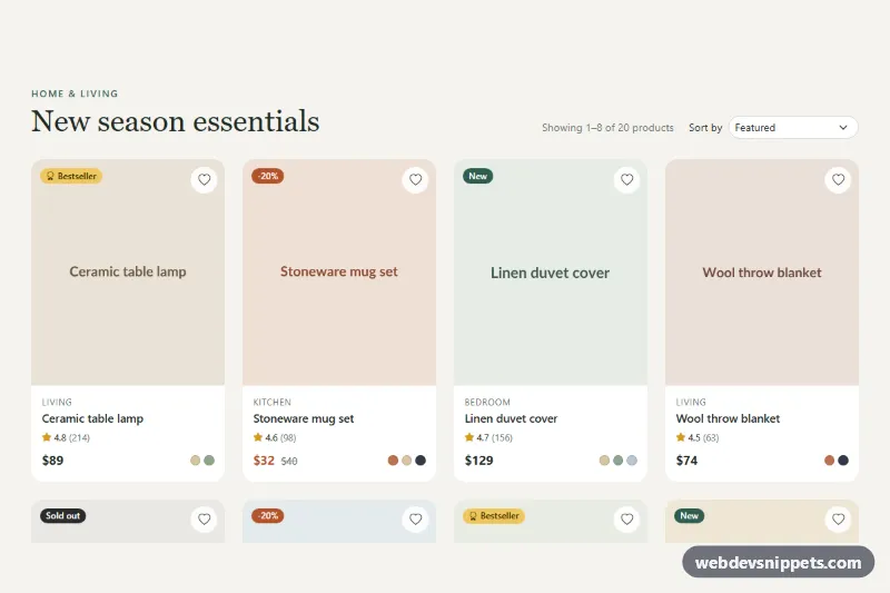 Product Listing Grid – Bootstrap 5 product grids preview