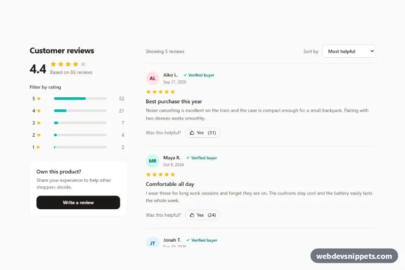 Product Reviews – Tailwind CSS reviews preview