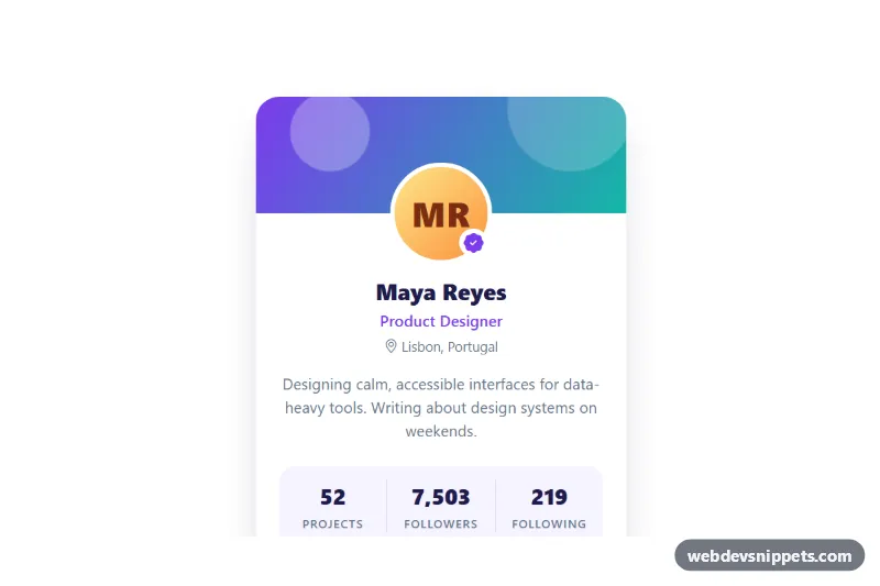 Profile Card with Stats – Bootstrap 5 profile cards preview