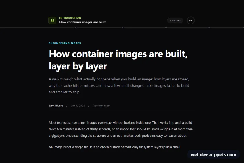 Reading Progress Bar – Tailwind CSS scroll animations preview