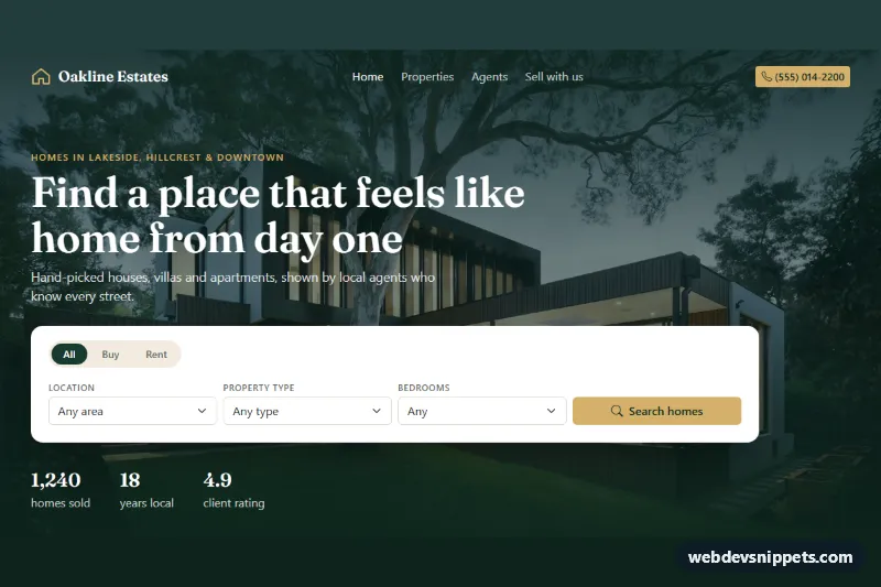 Real Estate Agency Landing Page with Property Photos – Bootstrap 5 landing pages preview