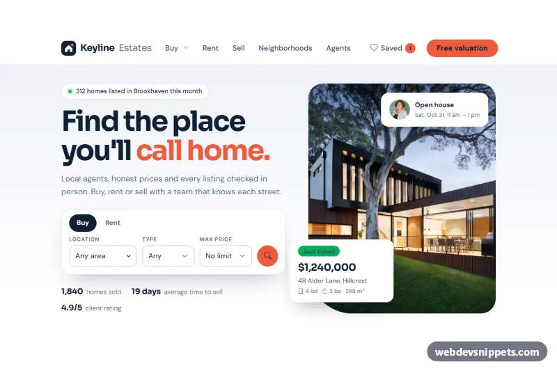 Real Estate Homepage Template – Bootstrap 6 home pages preview