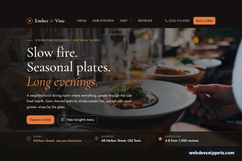 Restaurant Homepage Template – Bootstrap 6 home pages preview