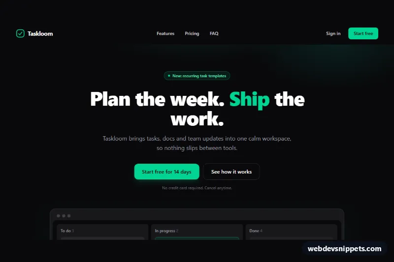 SaaS Landing Page – Tailwind CSS landing pages preview