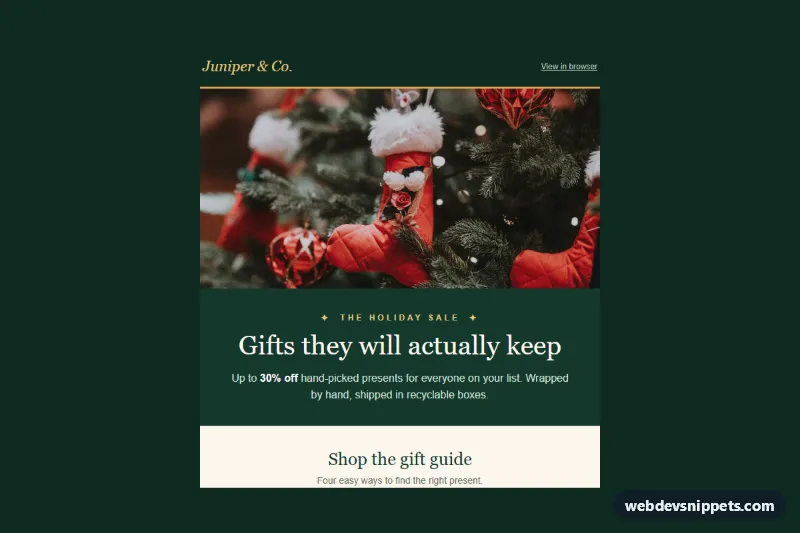Seasonal Holiday Sale Email – Pure CSS email templates preview