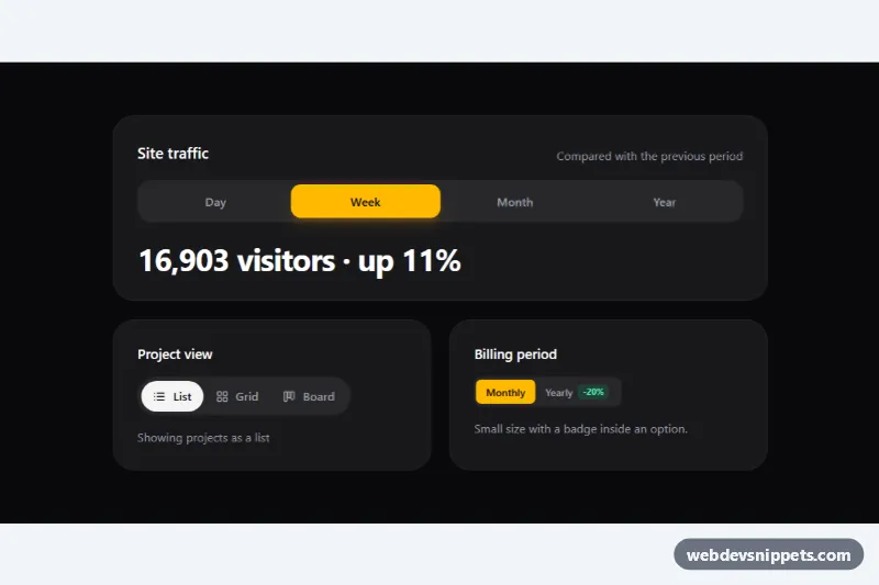 Segmented Control – Tailwind CSS button groups preview
