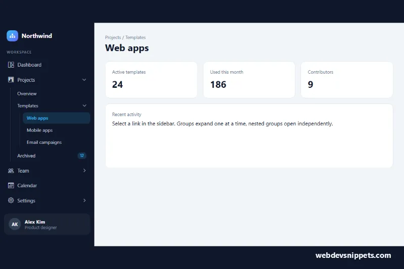 Sidebar with Nested Collapsible Menu – Bootstrap 5 sidebars preview