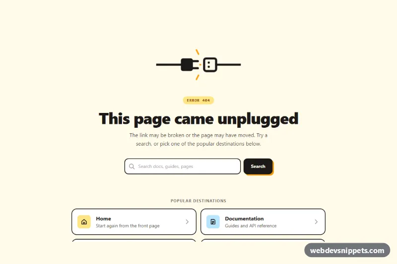 Simple 404 Page – Tailwind CSS error pages preview