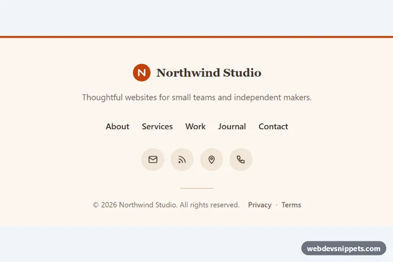Simple Centered Footer – Pure CSS footers component screenshot