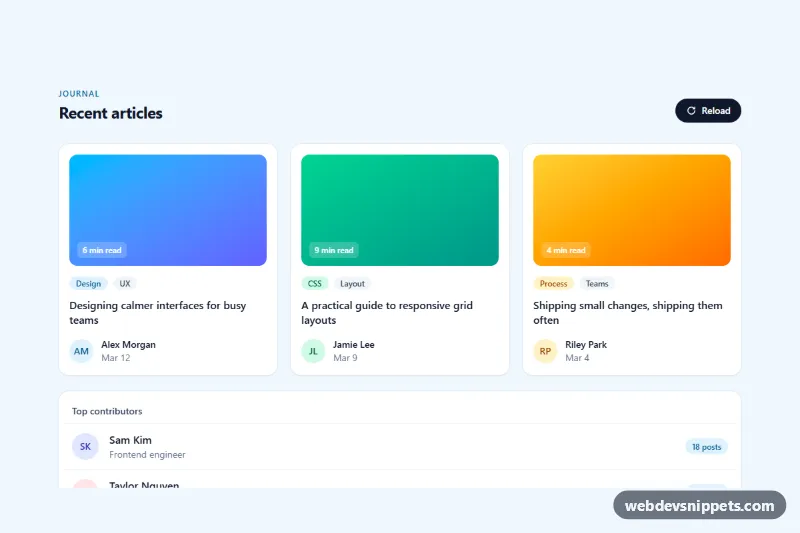 Skeleton Card Loader – Tailwind CSS skeleton loaders preview
