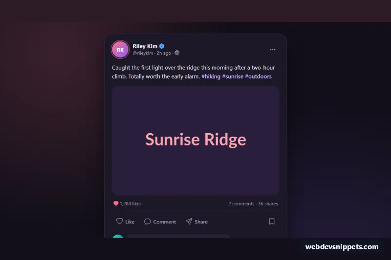 Social Media Post Card – Bootstrap 5 social feeds preview