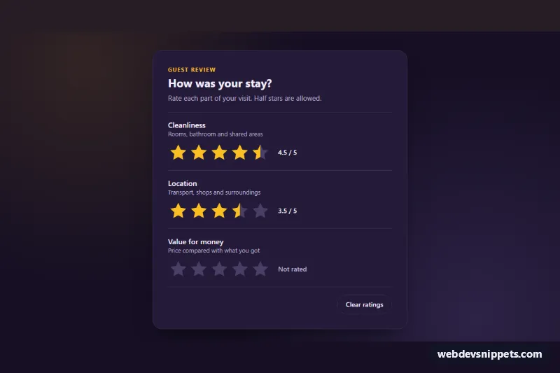 Star Rating Input – Pure CSS ratings preview