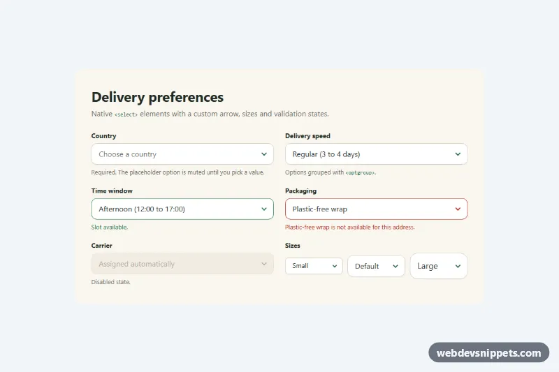 Styled Native Select – Pure CSS selects preview