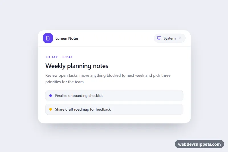 System, Light and Dark Theme Dropdown – Tailwind CSS theme toggles component screenshot