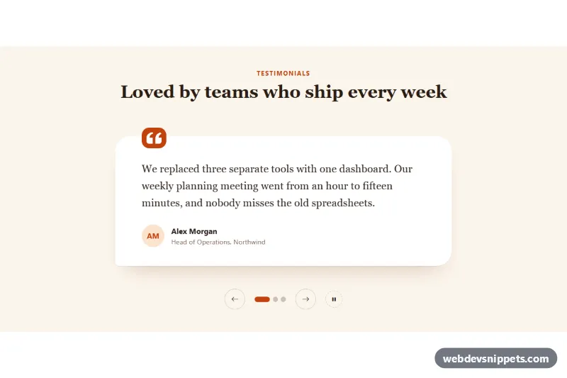 Testimonial Carousel – Bootstrap 5 testimonials preview