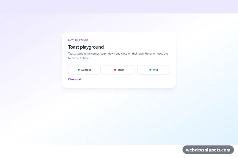 Toast Notifications – Tailwind CSS toasts preview