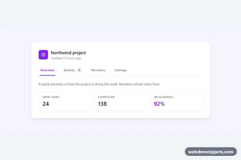 Underline Tabs – Tailwind CSS tabs preview
