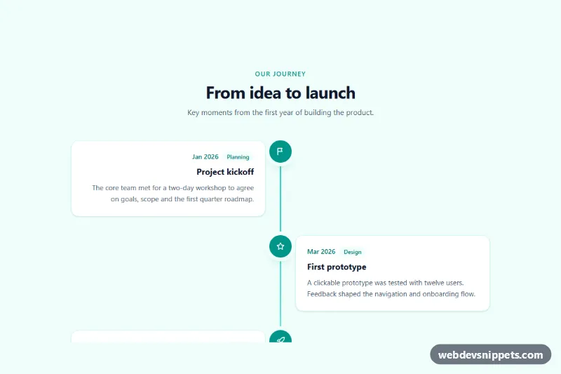 Vertical Timeline – Tailwind CSS timelines preview