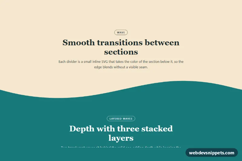 Wave Section Dividers – Pure CSS shapes & dividers preview
