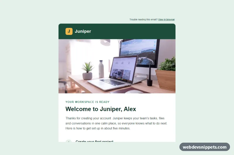 Welcome Email – Pure CSS email templates preview